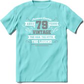 79 Jaar Legend T-Shirt | Zilver - Wit | Grappig Verjaardag en Feest Cadeau | Dames - Heren - Unisex | Kleding Kado | - Licht Blauw - L