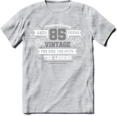 85 Jaar Legend T-Shirt | Zilver - Wit | Grappig Verjaardag en Feest Cadeau | Dames - Heren - Unisex | Kleding Kado | - Licht Grijs - Gemaleerd - L