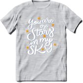 You Are The Stars In My Sky - Valentijn T-Shirt | Grappig Valentijnsdag Cadeautje voor Hem en Haar | Dames - Heren - Unisex | Kleding Cadeau | - Licht Grijs - Gemaleerd - L