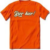 Bier Hier! T-Shirt | Bier Kleding | Feest | Drank | Grappig Verjaardag Cadeau | - Oranje - M