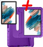 Samsung Galaxy Tab A8 Hoes Kinderhoes Met Screenprotector - Samsung Galaxy Tab A8 Screenprotector Glas - Kindvriendelijke Samsung Tab A8 Cover Kids Case Paars