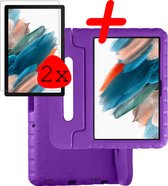 Hoesje Geschikt voor Samsung Galaxy Tab A8 Hoesje Kinder Hoes Shockproof Cover Met 2x Screenprotector - Kindvriendelijke Hoesje Geschikt voor Samsung Tab A8 Hoes Kids Case - Paars.