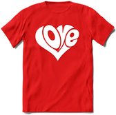 Love - Valentijn T-Shirt | Grappig Valentijnsdag Cadeautje voor Hem en Haar | Dames - Heren - Unisex | Kleding Cadeau | - Rood - S