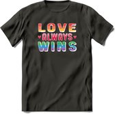 Love Wins | Pride T-Shirt | Grappig LHBTIQ+ / LGBTQ / Gay / Homo / Lesbi Cadeau Shirt | Dames - Heren - Unisex | Tshirt Kleding Kado | - Donker Grijs - M