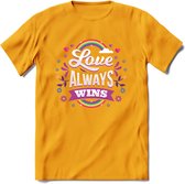 Love Wins | Pride T-Shirt | Grappig LHBTIQ+ / LGBTQ / Gay / Homo / Lesbi Cadeau Shirt | Dames - Heren - Unisex | Tshirt Kleding Kado | - Geel - M