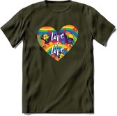 Love Is Love | Pride T-Shirt | Grappig LHBTIQ+ / LGBTQ / Gay / Homo / Lesbi Cadeau Shirt | Dames - Heren - Unisex | Tshirt Kleding Kado | - Leger Groen - S