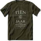 10 Jaar Legendarisch Gerijpt T-Shirt | Donkergrijs - Grijs | Grappig Verjaardag en Feest Cadeau Shirt | Dames - Heren - Unisex | Tshirt Kleding Kado | - Leger Groen - S