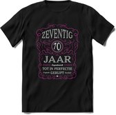 70 Jaar Legendarisch Gerijpt T-Shirt | Roze - Grijs | Grappig Verjaardag en Feest Cadeau Shirt | Dames - Heren - Unisex | Tshirt Kleding Kado | - Zwart - S