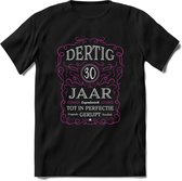 30 Jaar Legendarisch Gerijpt T-Shirt | Roze - Grijs | Grappig Verjaardag en Feest Cadeau Shirt | Dames - Heren - Unisex | Tshirt Kleding Kado | - Zwart - M