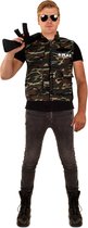 PartyXplosion - Leger & Oorlog Kostuum - Camouflage Vest Swat Team Man - bruin - One size - Carnavalskleding - Verkleedkleding