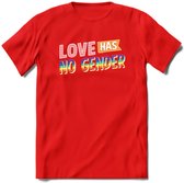 Love Has No Gender | Pride T-Shirt | Grappig LHBTIQ+ / LGBTQ / Gay / Homo / Lesbi Cadeau Shirt | Dames - Heren - Unisex | Tshirt Kleding Kado | - Rood - XXL