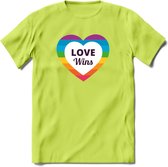 Love Wins | Pride T-Shirt | Grappig LHBTIQ+ / LGBTQ / Gay / Homo / Lesbi Cadeau Shirt | Dames - Heren - Unisex | Tshirt Kleding Kado | - Groen - 3XL