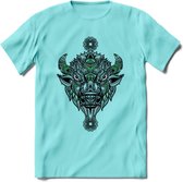 Bizon - Dieren Mandala T-Shirt | Groen | Grappig Verjaardag Zentangle Dierenkop Cadeau Shirt | Dames - Heren - Unisex | Wildlife Tshirt Kleding Kado | - Licht Blauw - L
