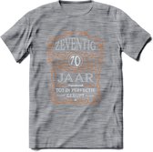 70 Jaar Legendarisch Gerijpt T-Shirt | Oranje - Grijs | Grappig Verjaardag en Feest Cadeau Shirt | Dames - Heren - Unisex | Tshirt Kleding Kado | - Donker Grijs - Gemaleerd - 3XL
