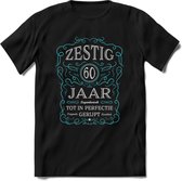 60 Jaar Legendarisch Gerijpt T-Shirt | Lichtblauw - Grijs | Grappig Verjaardag en Feest Cadeau Shirt | Dames - Heren - Unisex | Tshirt Kleding Kado | - Zwart - M