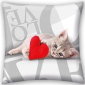 Valentines Sweet Cat - Sierkussen - 40 x 40 cm - Multi