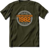 1982 Limited Edition Ring T-Shirt | Zilver - Goud | Grappig Verjaardag en Feest Cadeau Shirt | Dames - Heren - Unisex | Tshirt Kleding Kado | - Leger Groen - M