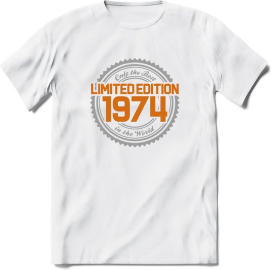 1974 Limited Edition Ring T-Shirt | Zilver - Goud | Grappig Verjaardag en Feest Cadeau Shirt | Dames - Heren - Unisex | Tshirt Kleding Kado | - Wit - L