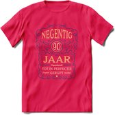 90 Jaar Legendarisch Gerijpt T-Shirt | Royal Blue - Ivoor | Grappig Verjaardag en Feest Cadeau Shirt | Dames - Heren - Unisex | Tshirt Kleding Kado | - Roze - XXL
