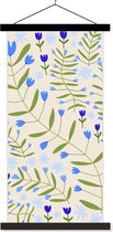 Porte-affiche avec affiche - Affiche scolaire - Bloem - Feuilles - Blauw - 90x180 cm - Lattes noires