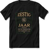 60 Jaar Legendarisch Gerijpt T-Shirt | Mos - Ivoor | Grappig Verjaardag en Feest Cadeau Shirt | Dames - Heren - Unisex | Tshirt Kleding Kado | - Zwart - M