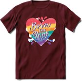Born This Way | Pride T-Shirt | Grappig LHBTIQ+ / LGBTQ / Gay / Homo / Lesbi Cadeau Shirt | Dames - Heren - Unisex | Tshirt Kleding Kado | - Burgundy - M