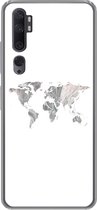 Geschikt voor Xiaomi Mi Note 10 hoesje - Wereldkaart - Patronen - Zwart - Siliconen Telefoonhoesje