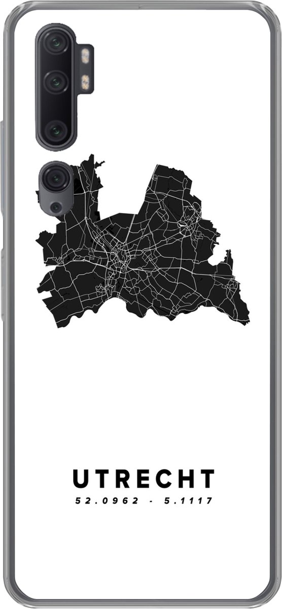 Telefoonhoesje Geschikt voor Xiaomi Mi Note 10 hoesje - Utrecht - Nederland - Kaart - Wit - Siliconen Telefoonhoesje Telefoonhoesje