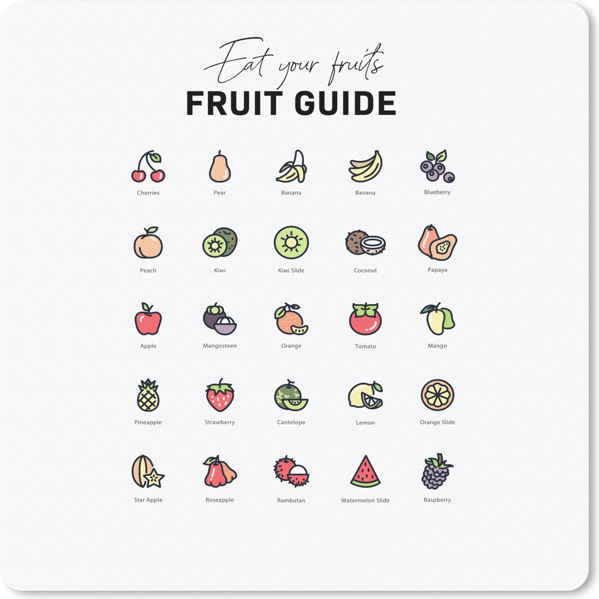 Muismat 30x30 cm - Mousepad Keuken - Fruit - Voedsel - Muismatten - Cadeau voor vrouw