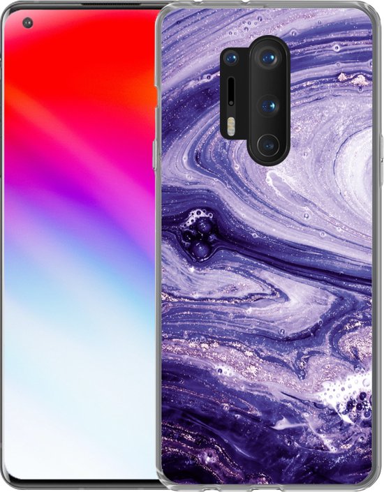 OnePlus 8 Pro - Marbre - Natuursteen - Paillettes - Siliconen