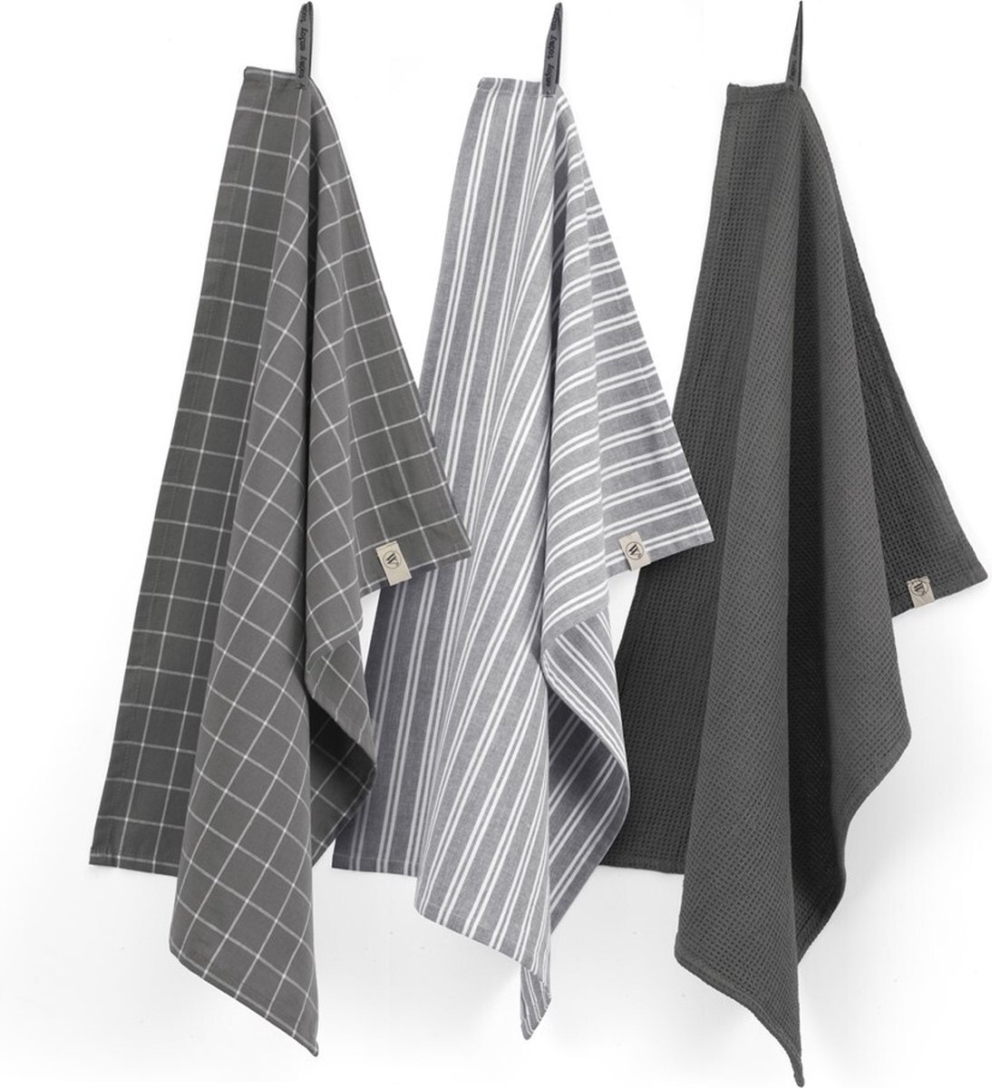 Bol.com Walra Theedoeken Dry with Cubes, Stripes & Blocks - Keukenhanddoeken 3 x 50x70cm - Theedoeken en Keukendoeken set 100% K... aanbieding
