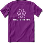 Talk To The Paw - Katten T-Shirt Kleding Cadeau | Dames - Heren - Unisex | Kat / Dieren shirt | Grappig Verjaardag kado | Tshirt Met Print | - Paars - S