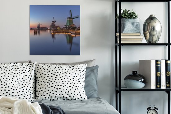 Peinture sur toile Moulins à vent aux Nederland - 50x50 cm - Décoration murale