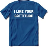 I Like You Cattitude - Katten T-Shirt Kleding Cadeau | Dames - Heren - Unisex | Kat / Dieren shirt | Grappig Verjaardag kado | Tshirt Met Print | - Donker Blauw - XXL