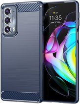 Motorola Edge 20 Hoesje Geborsteld TPU Back Cover Flexibel Blauw