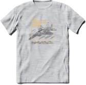 F-15 Vliegtuig T-Shirt | Unisex leger Kleding | Dames - Heren Straaljager shirt | Army F16 | Grappig bouwpakket Cadeau | - Licht Grijs - Gemaleerd - M