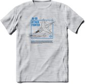 AV-8B Vliegtuig T-Shirt | Unisex leger Kleding | Dames - Heren Straaljager shirt | Army F16 | Grappig bouwpakket Cadeau | - Licht Grijs - Gemaleerd - M