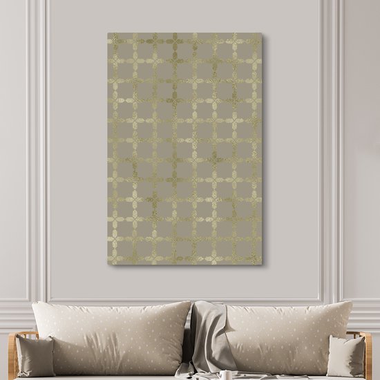 Luxe motif doré clair sur fond gris 120x180 cm - Tirage photo sur toile (Décoration murale salon / chambre) XXL / Groot format!