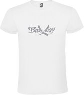 Wit  T shirt met  "Bad Boys" print Zilver size XXXL