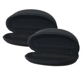 2x stuks zwarte universele harde kunststof case brillendoos - Harde zonnebrillenhoes - Hard Shell brillendoos