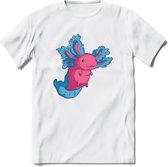 Schattig Axolotl T-Shirt Grappig | Dieren amfibieën Kleding Kado Heren / Dames | Animal Cadeau shirt - Wit - XXL