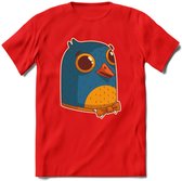 Strik duif T-Shirt Grappig | Dieren vogel Kleding Kado Heren / Dames | Animal Skateboard Cadeau shirt - Rood - S