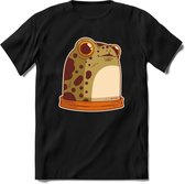 Blije kikker T-Shirt Grappig | Dieren reptielen Kleding Kado Heren / Dames | Animal Skateboard Cadeau shirt - Zwart - XXL