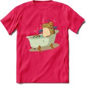 Badkuip kikker onderwater T-Shirt Grappig | Dieren reptiel Kleding Kado Heren / Dames | Animal Skateboard Cadeau shirt - Roze - S