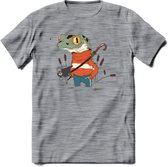 Casual kikker T-Shirt Grappig | Dieren reptiel Kleding Kado Heren / Dames | Animal Skateboard Cadeau shirt - Donker Grijs - Gemaleerd - L