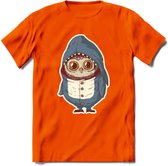 Casual haai uil T-Shirt Grappig | Dieren vissen uilen Kleding Kado Heren / Dames | Animal Skateboard Cadeau shirt - Oranje - 3XL