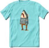 Casual haai matroos T-Shirt Grappig | Dieren vissen Kleding Kado Heren / Dames | Animal Skateboard Cadeau shirt - Licht Blauw - M