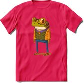 Casual kikker T-Shirt Grappig | Dieren reptiel Kleding Kado Heren / Dames | Animal Skateboard Cadeau shirt - Roze - XL