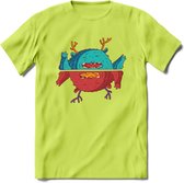 Casual monsters T-Shirt Grappig | Dieren Kleding Kado Heren / Dames | Animal Skateboard Cadeau shirt - Groen - M