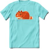 Schattige kat klaar voor aanval T-Shirt Grappig | Dieren katten Kleding Kado Heren / Dames | Animal Skateboard Cadeau shirt - Licht Blauw - M